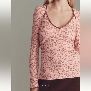 NWT Anthropologie Maeve lace v-neck top size M
